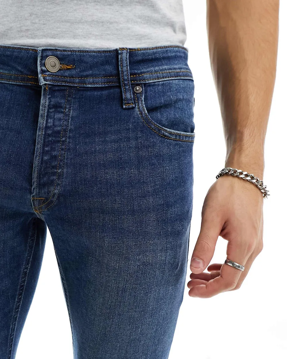 Skinny Fit Stretch Jeans In Mid Blue