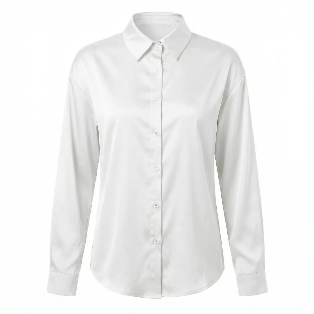  Satin Button Up Blouse
