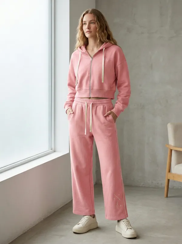 Women's A5 Logo Star Pattern Printed Zip-Up Hoodie Jogger Set