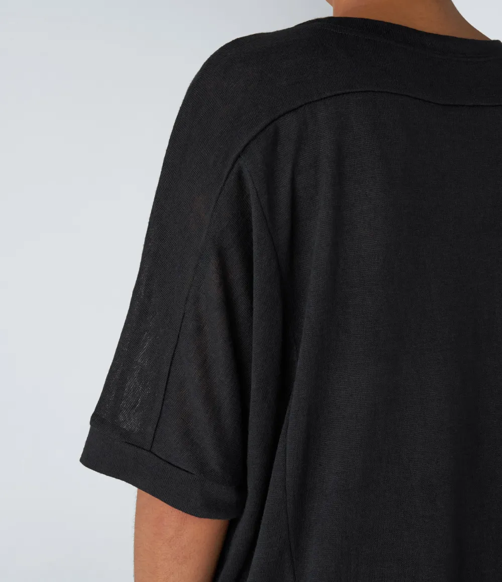 Asymmetric Split Hem Sheer Oversize Casual Top