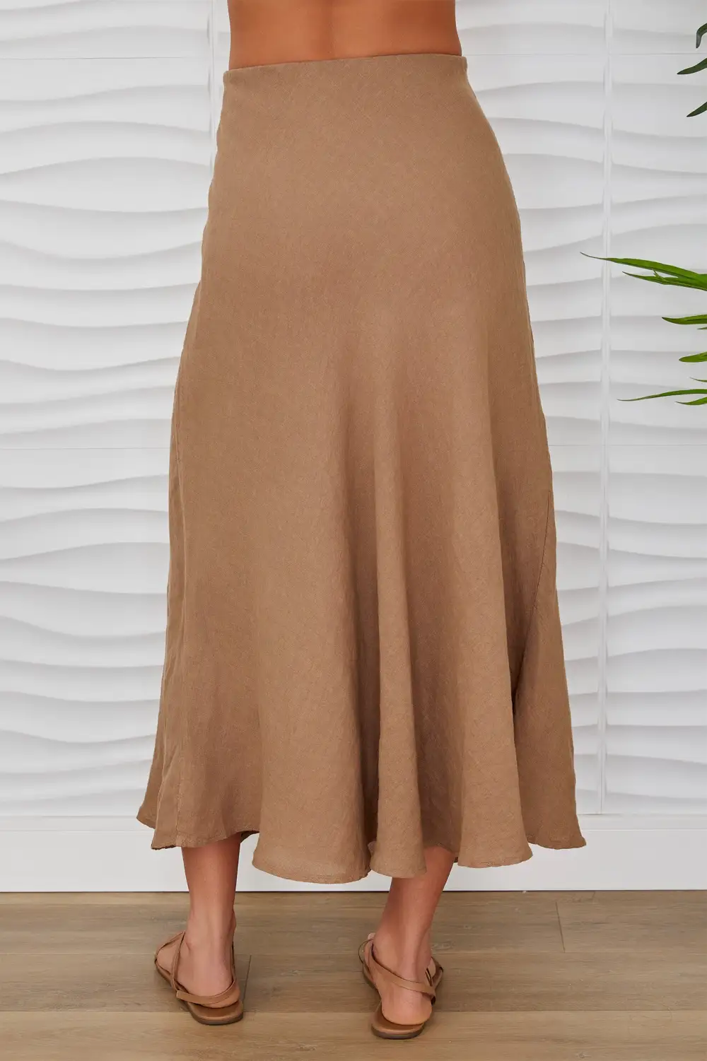 Linen Crinkle Midi Skirt