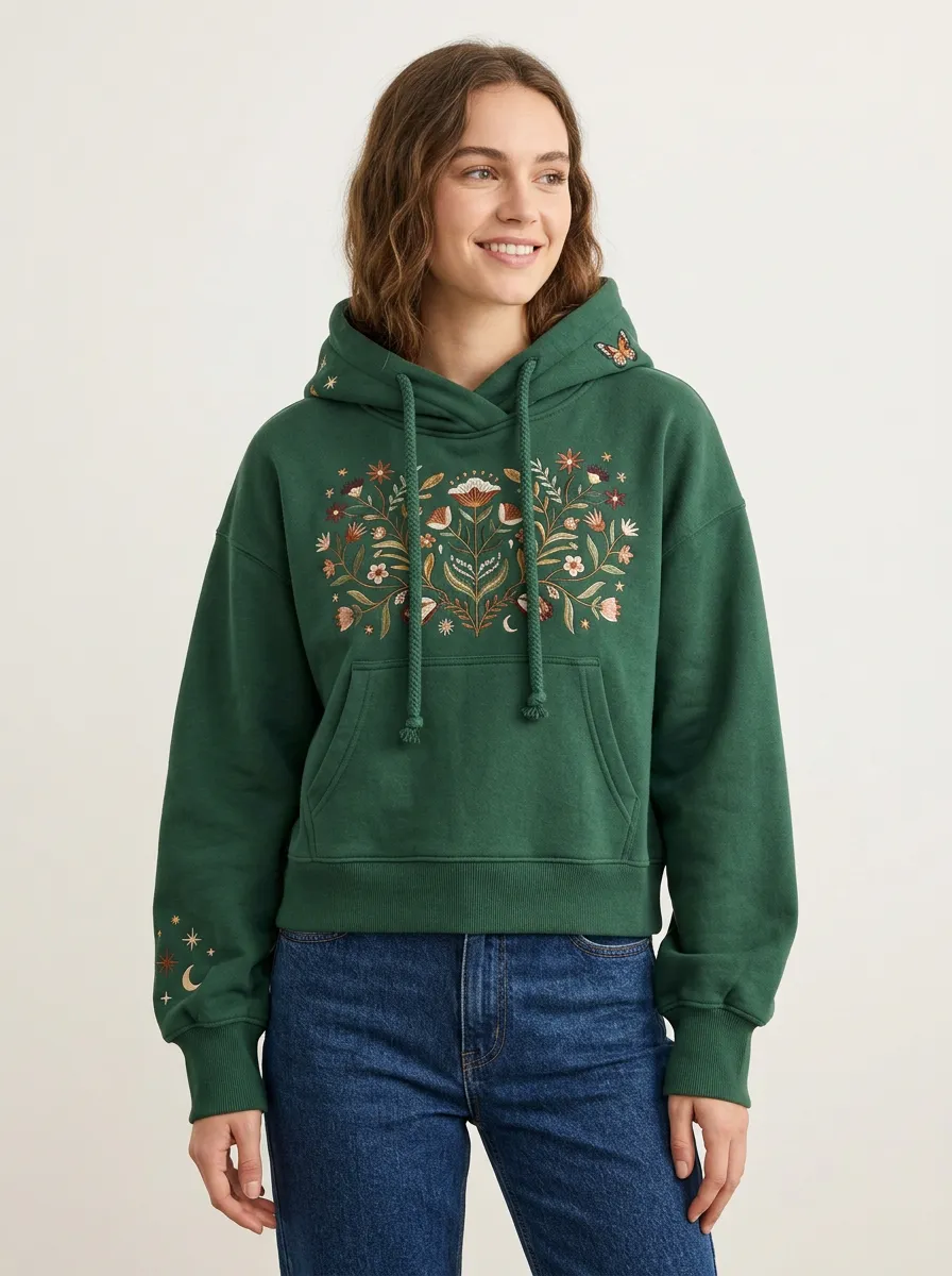 Women's Botanical Butterfly Celestial Graphic Artful Hoodie