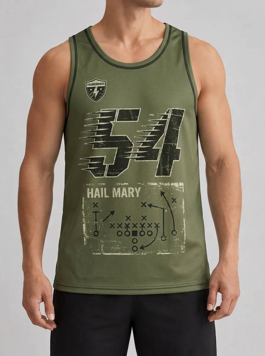 Men's American Football Lover 54 Hail Mary Printed Tank Top