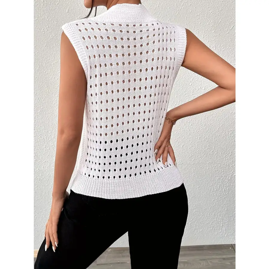Hollow Out Round Neck Knit Tank