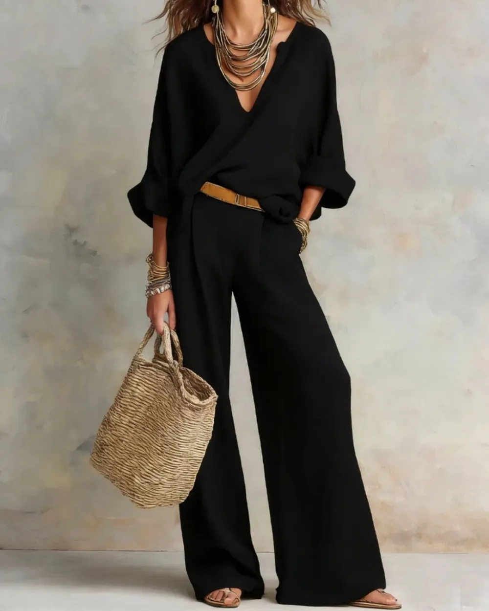 Natural Loose Fitting Resort Wear Set
