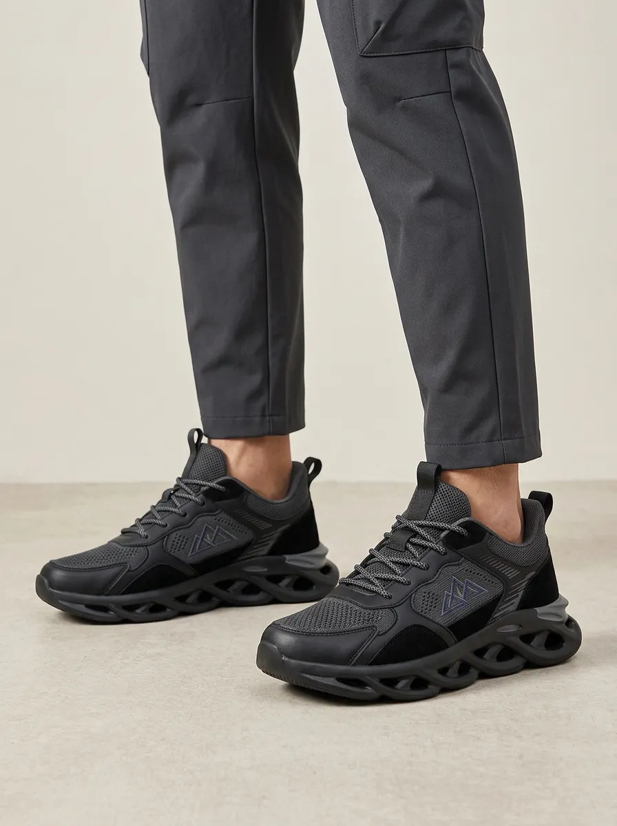Men's Black Mountain Graphic Mesh Athletic Sneakers