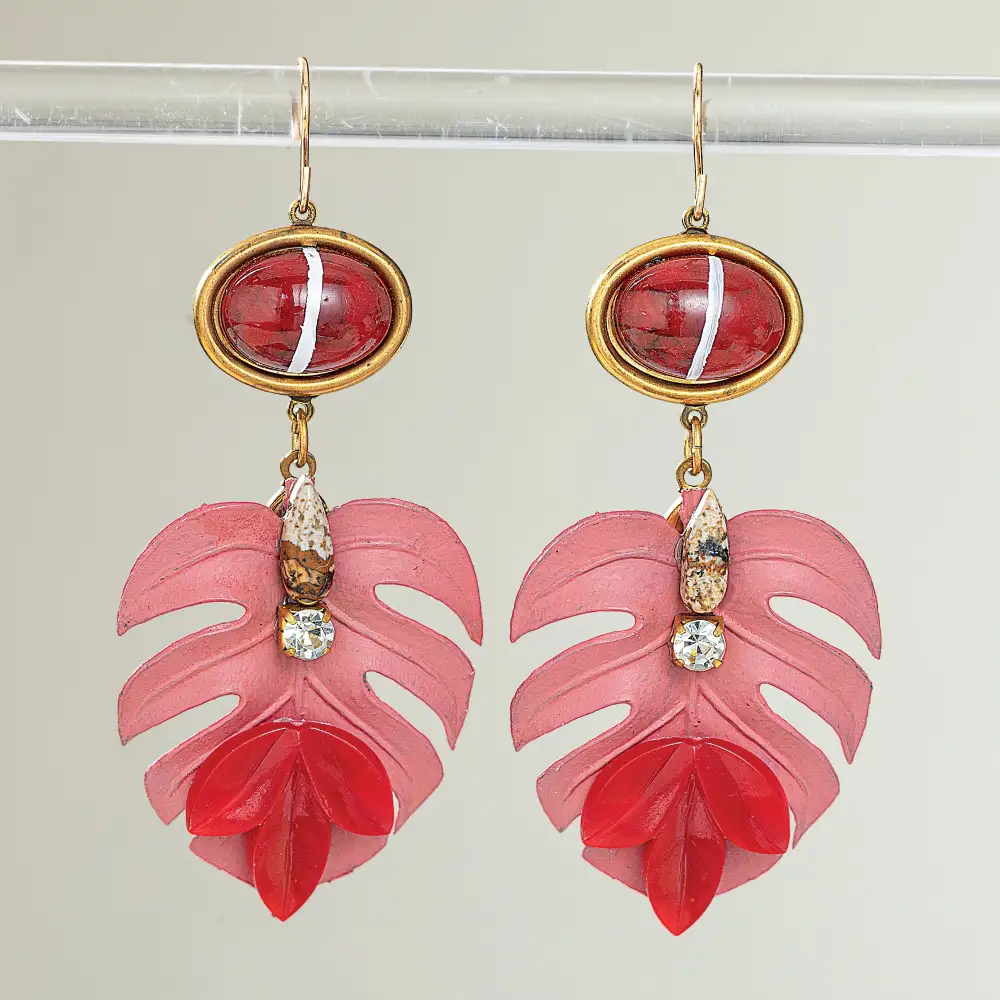 Glass Modern Leaf Drop Earrings