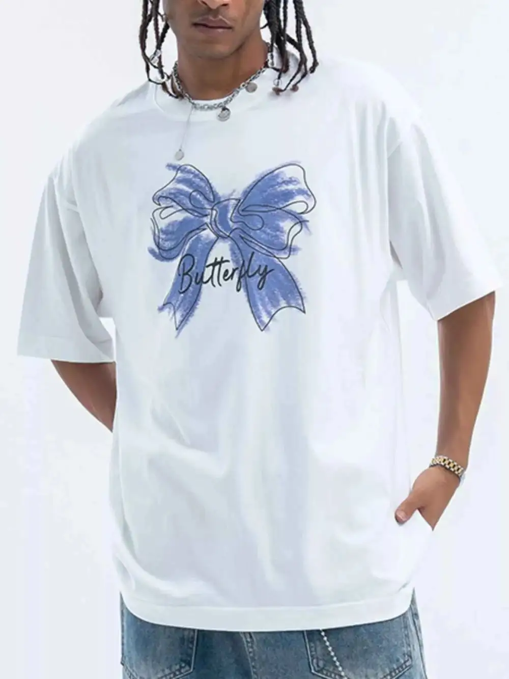 Bow Butterfly Round Neck Short Sleeve T-Shirt