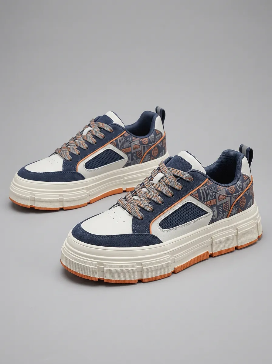 Men's Geometric Leaf Pattern Patterned Casual Skate Shoes