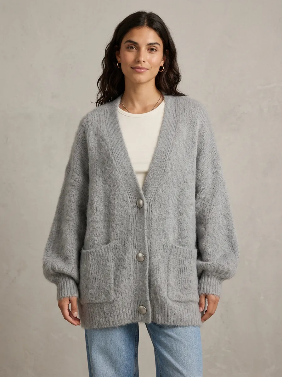Women's V-Neck Button-Front Cardigan Button-Front