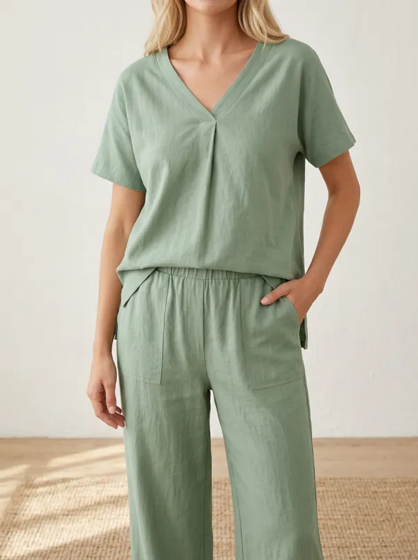 Easy-Wear Flowy-Look Women's V-Neck Shirt