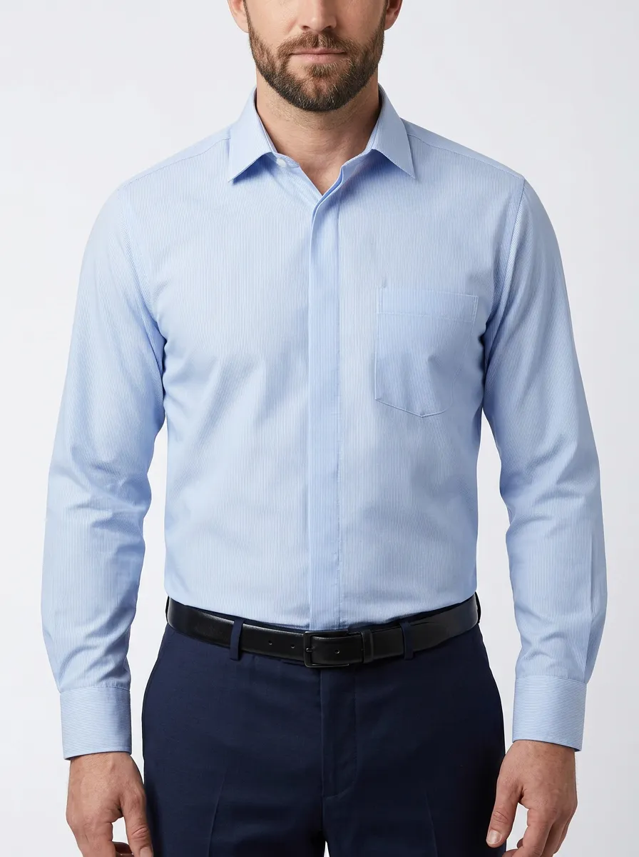 Men's Pinstripe Long-Sleeve Dress Shirt