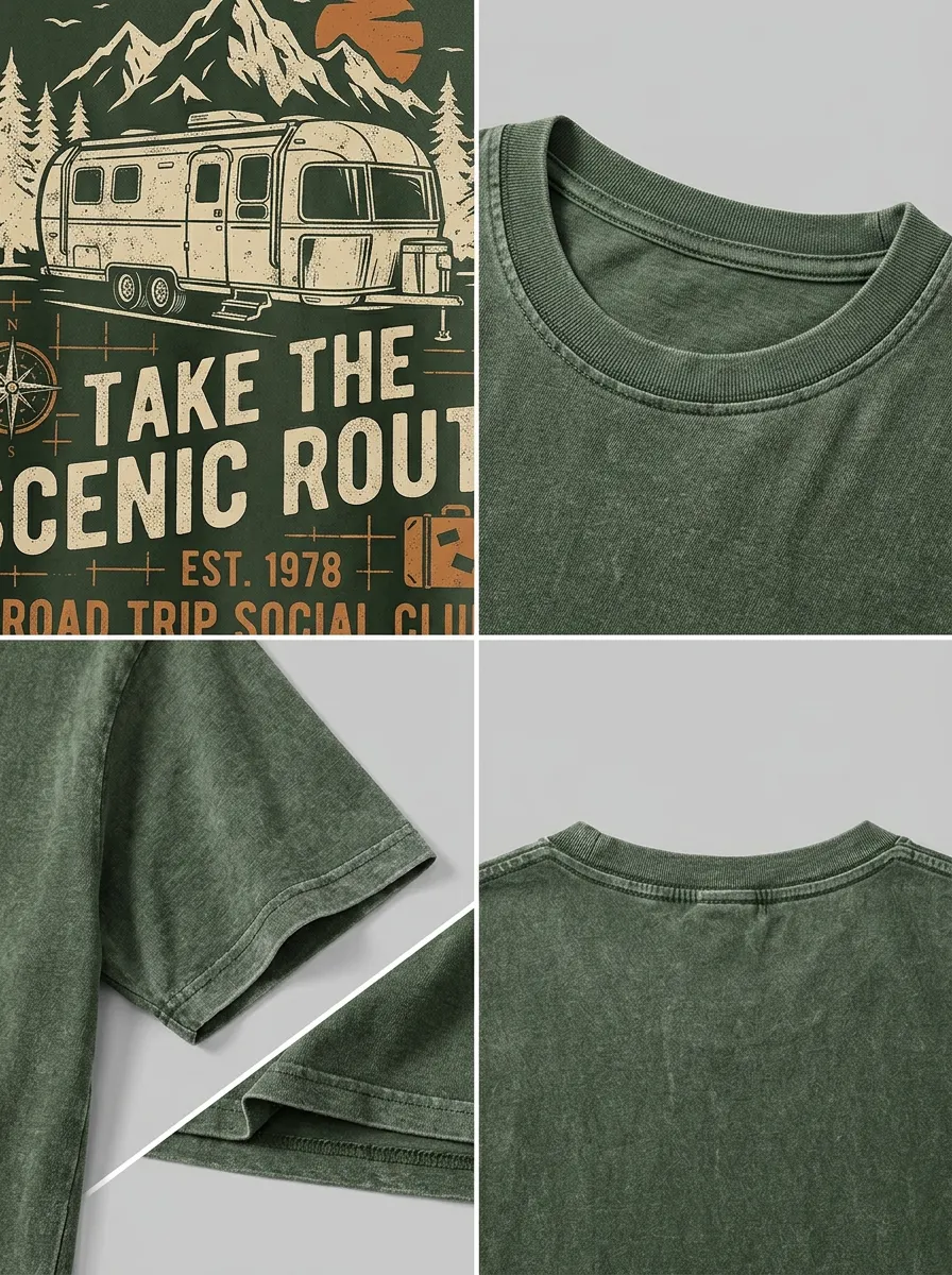Unisex Camping Lover Scenic Route Camper Printed T-shirt