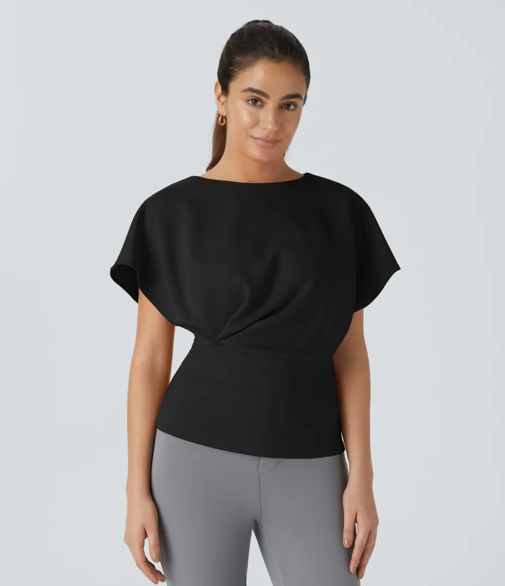 Short Sleeve Plicated Work Top