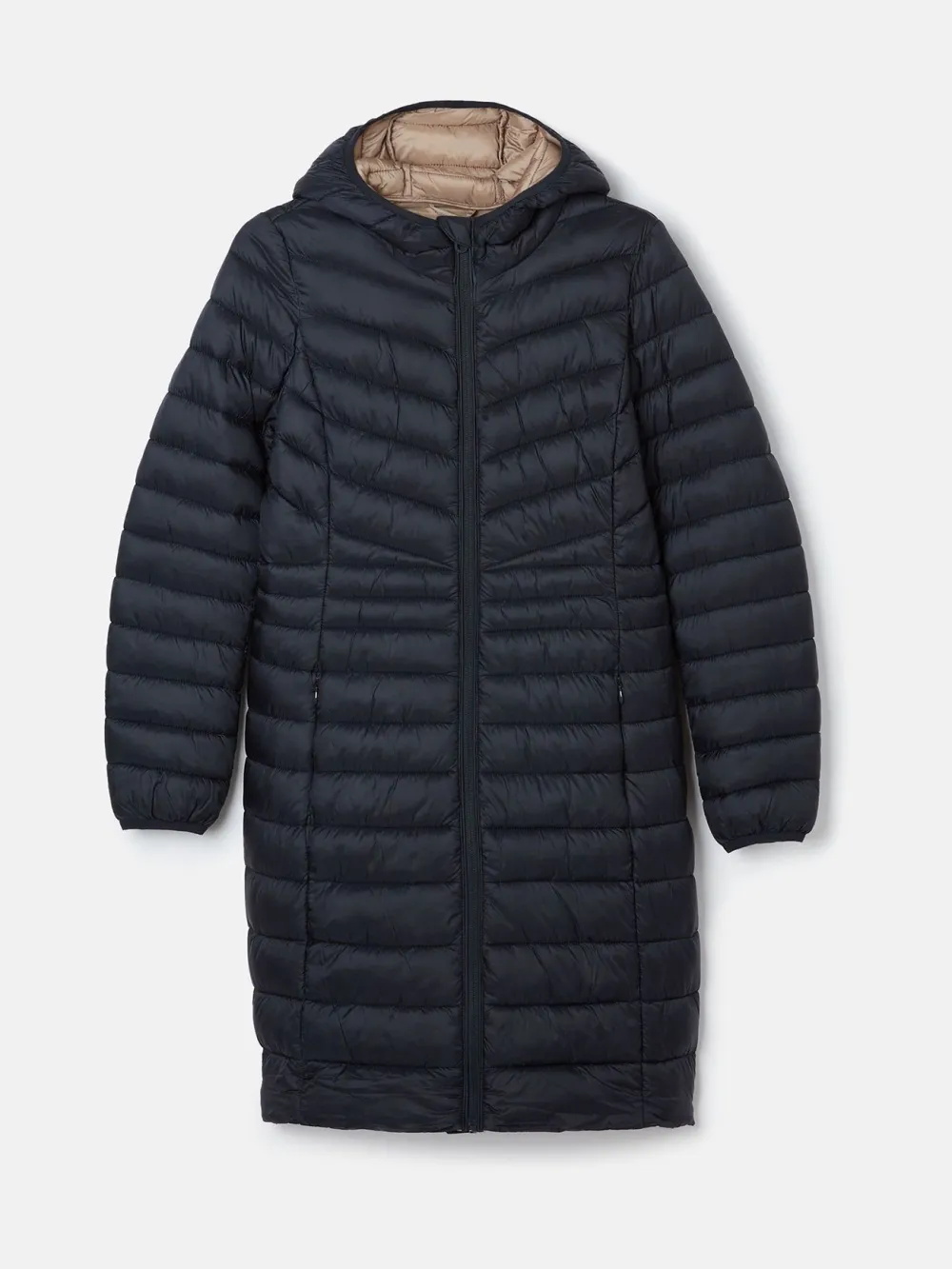 Navy Showerproof Long Padded Coat