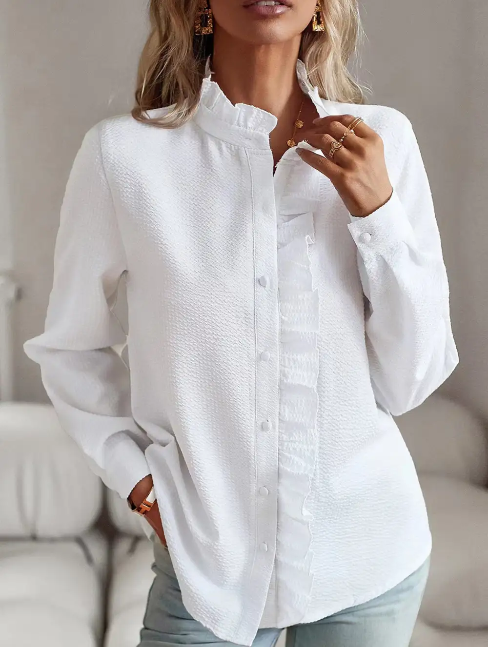 Artful Ruffle Detail Blouse