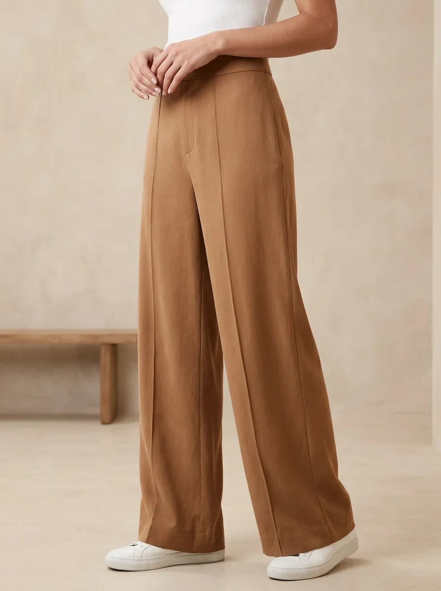 Wide-Leg High-Rise Minimalist Casual Wide Leg Pants