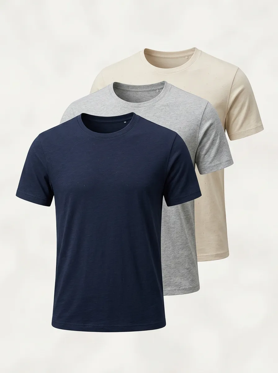 Basic Men's Three-Pack Crew Neck T-Shirts