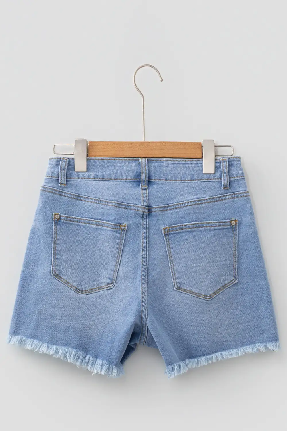 High-Waist Raw-Hem Distressed Cotton Denim Shorts