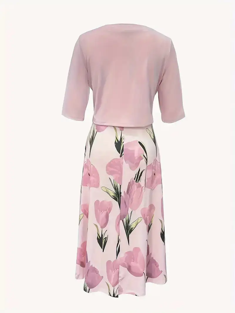  Floral Maxi Dress Jacket Set