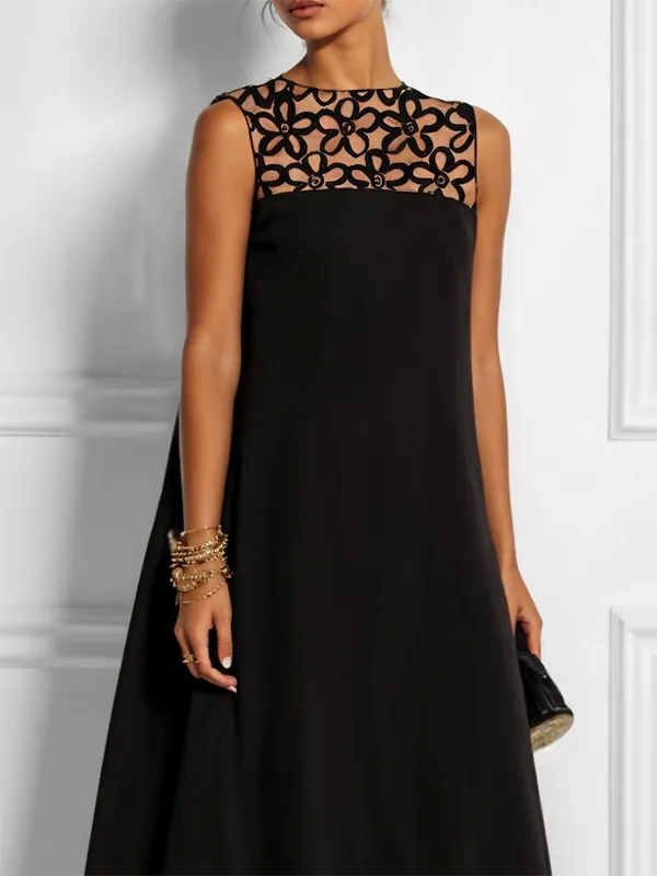 Hollow Sleeveless Neck Maxi Dress