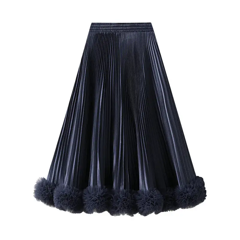 Comfort A-Line Midi Skirt With Ruffled Hem