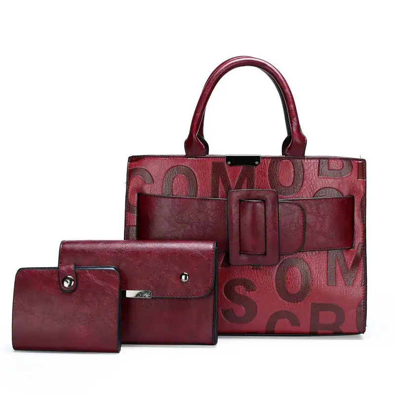 Structured PU Leather Composite Bag Retro Letter Print