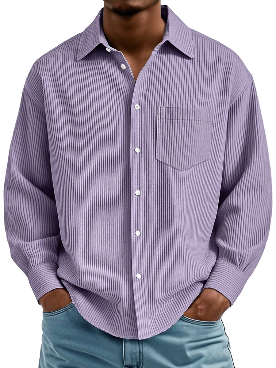 Ribbed Knit Pocket Shirt