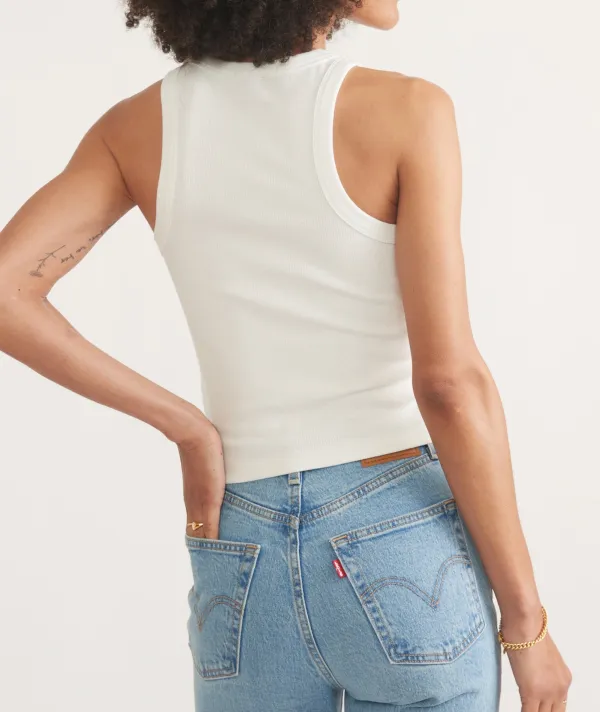 Crisp White High Neck Tank