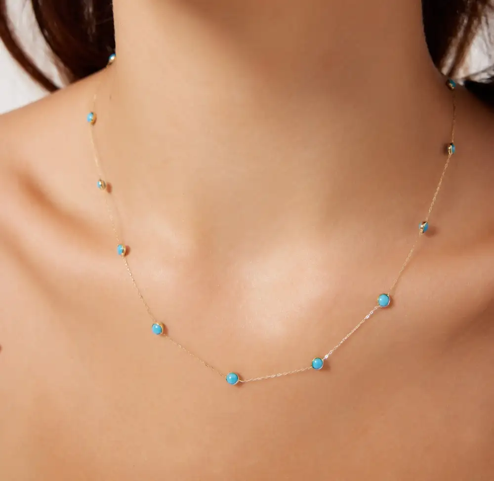 Beaded Station Turquoise Necklace