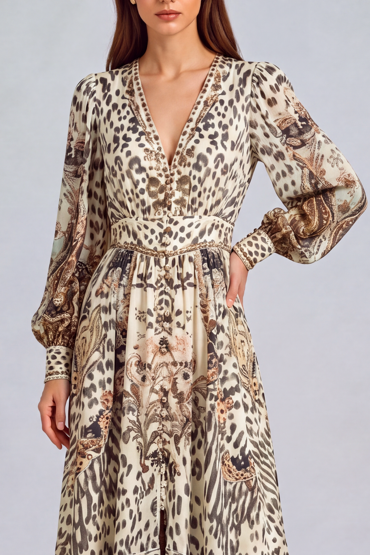 Leopard Pattern Printed Maxi Dress