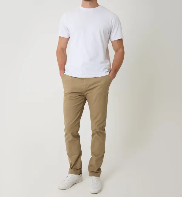 Men's Dark Stone Cotton Blend Slim-Fit Pants
