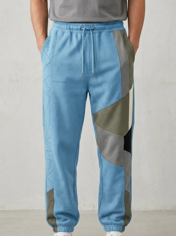 Unisex Motion Geometry Patchwork Sweatpants