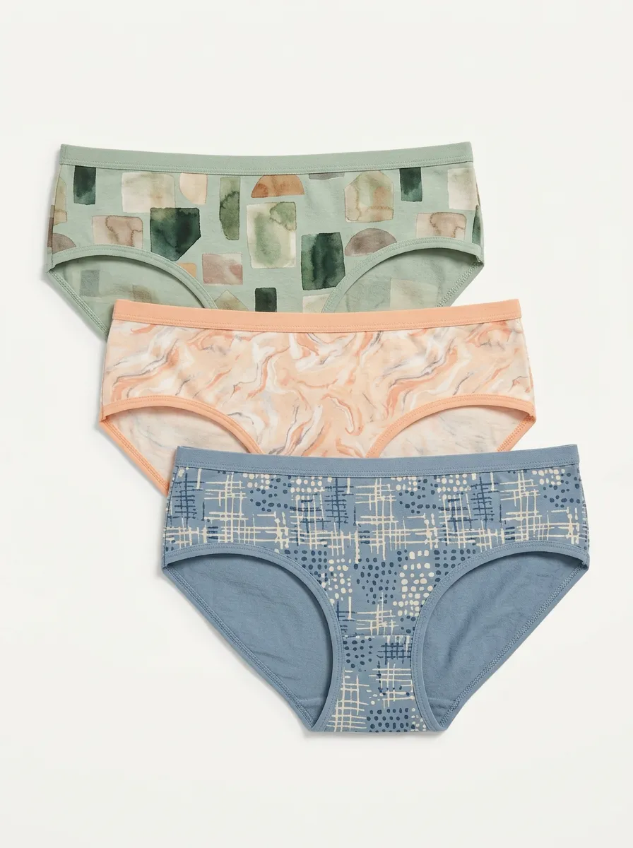 Marble Swirl Bikini Printed Briefs Three Pack
