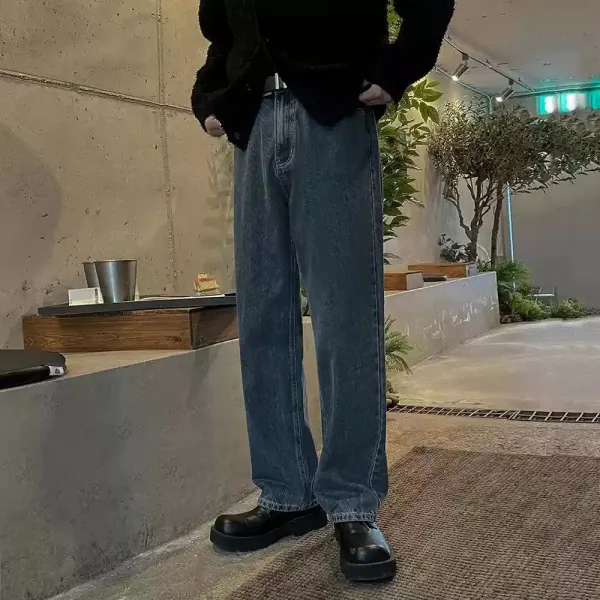 Stone Washed Straight Fit Jeans