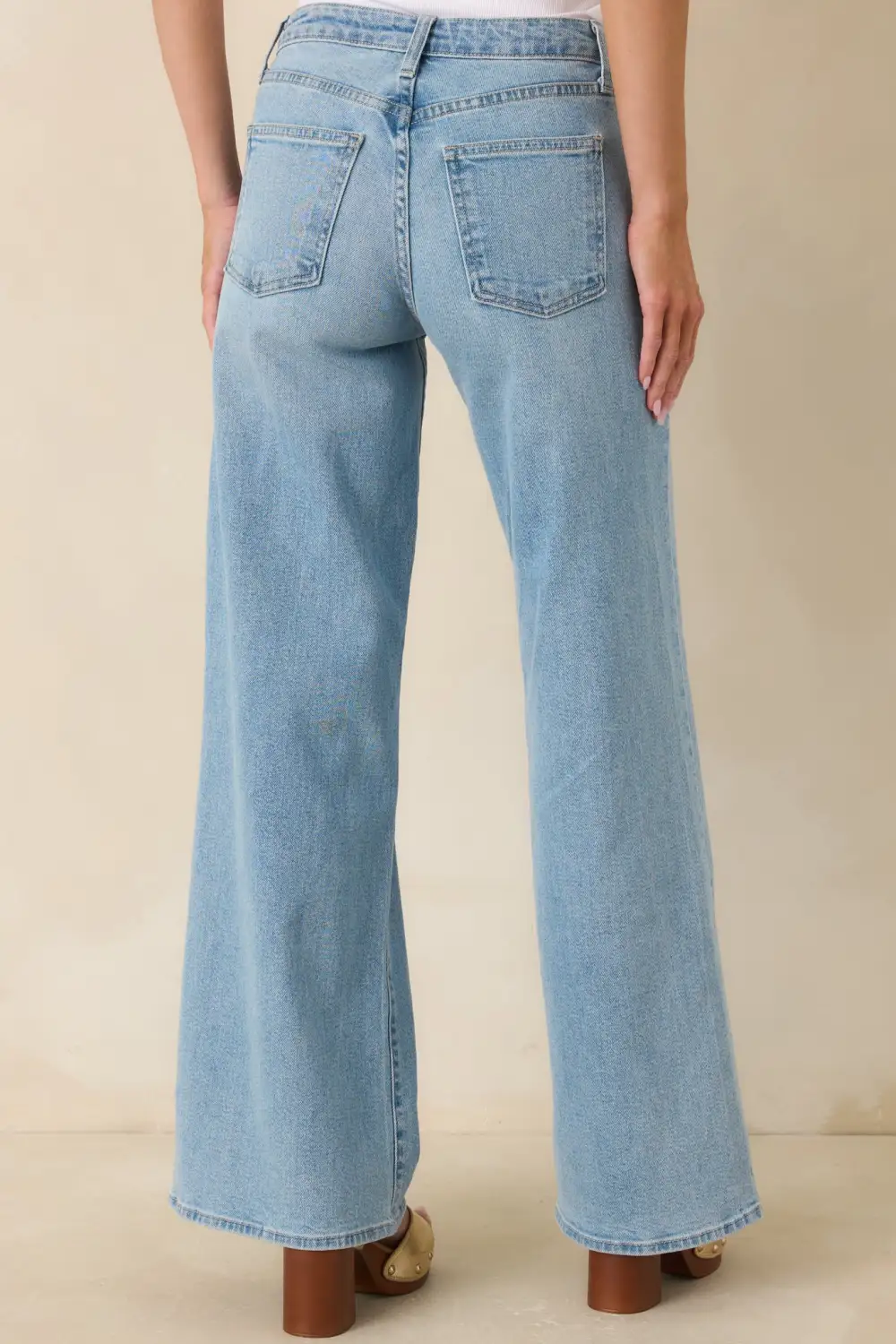 Light Wash Cotton Wide Leg Jeans