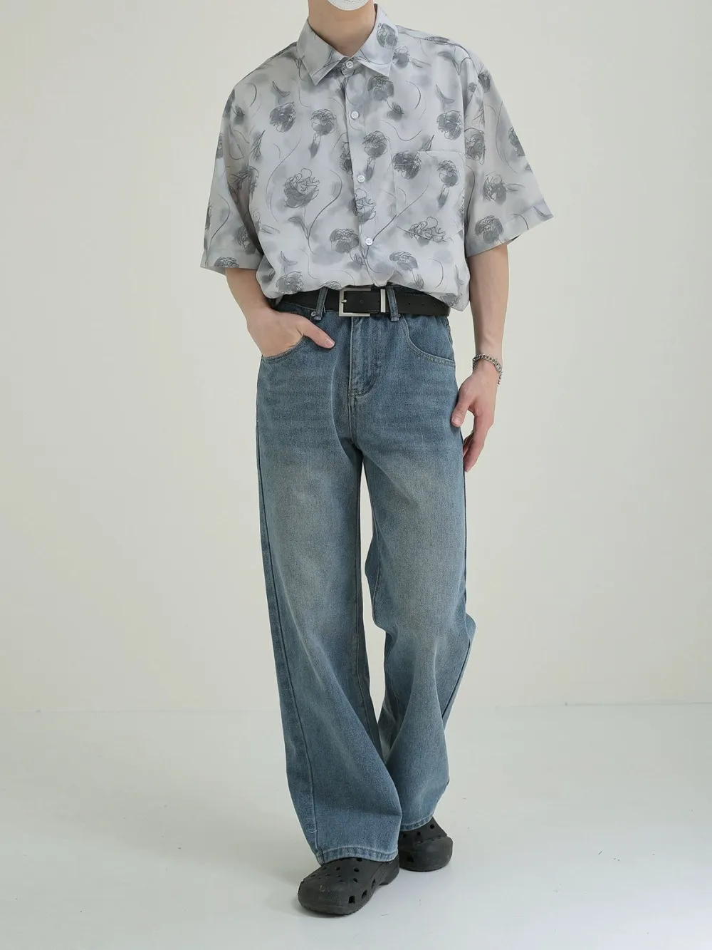 Basic Washed Straight Leg Jeans