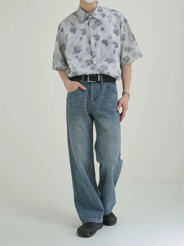 Basic Washed Straight Leg Jeans