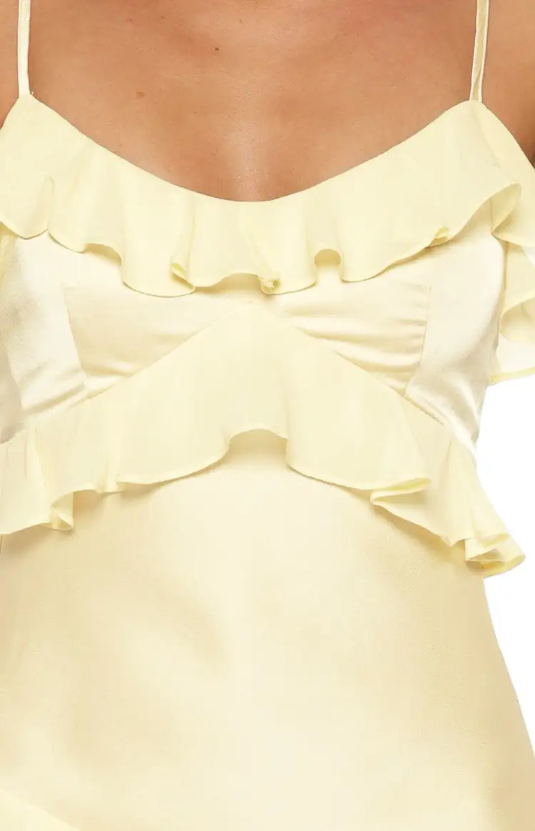 Satin Ruffle Frills Maxi Dress