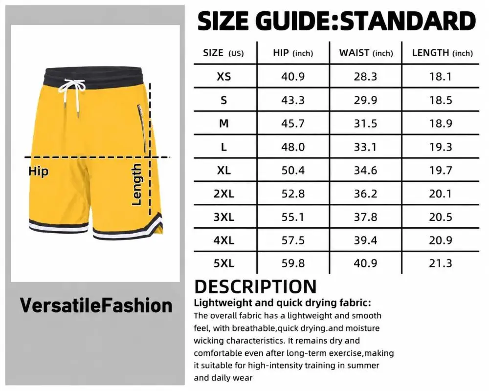 Men’s casual athletic shorts with zippered pockets