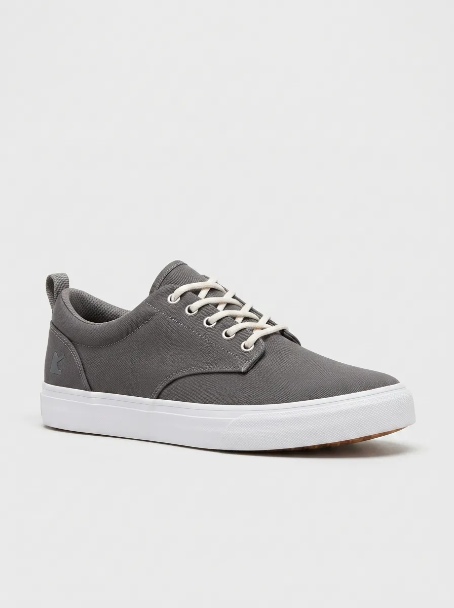 Canvas Lace-Up Contrast-Detail Men's Canvas Casual Sneakers
