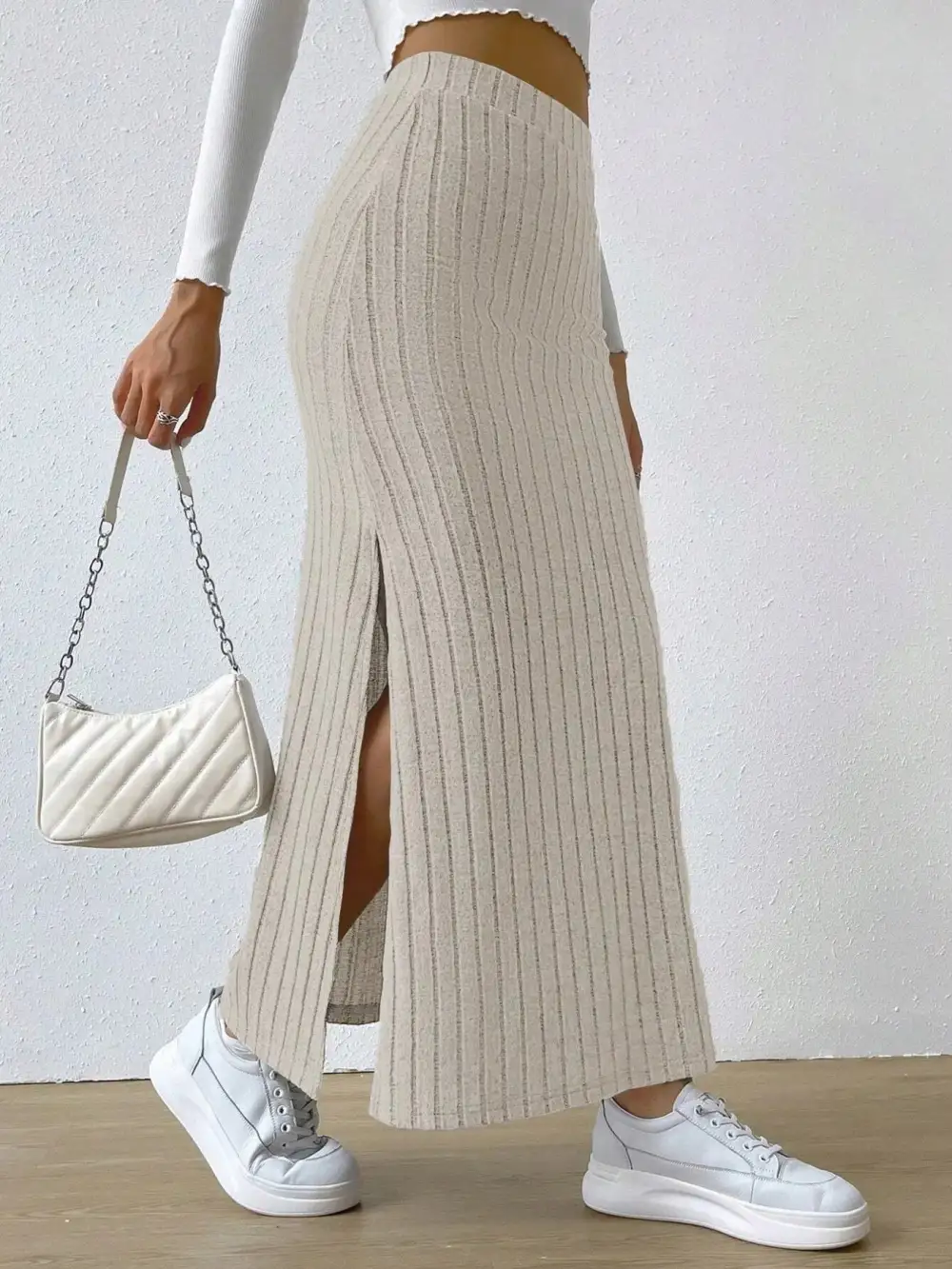 Knit Ribbed Maxi Skirt
