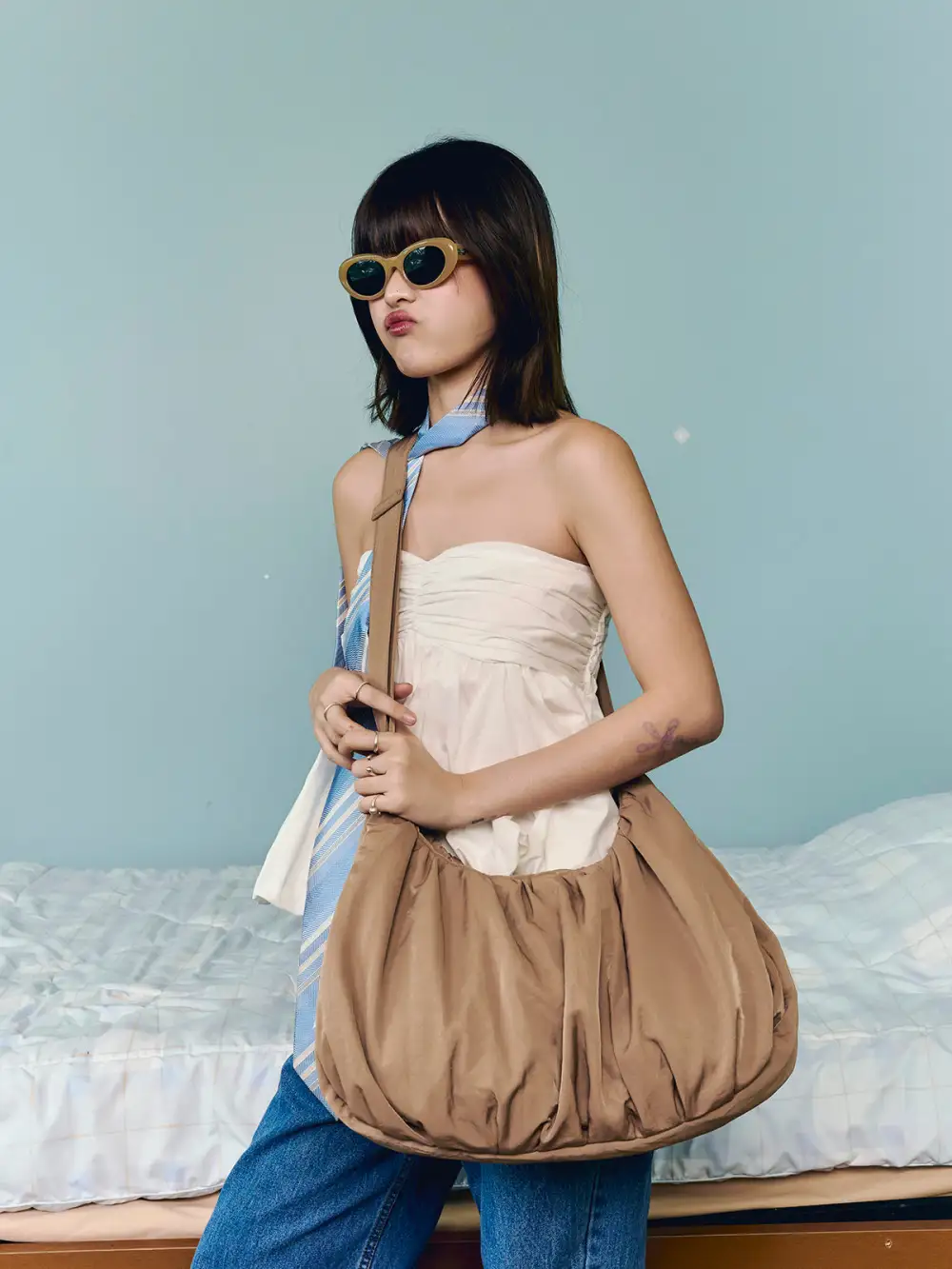 Pocket Front Soft Grain Handbag