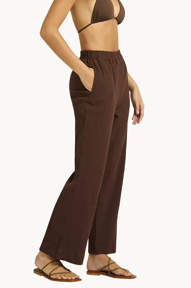 Lined Cotton Crinkle Pants