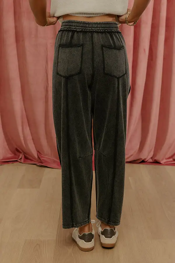 High Waist Relaxed Barrel Leg Baggy Drawstring Pants