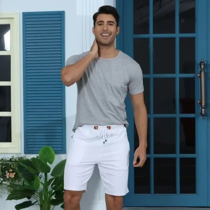 Men's pajama shorts, pure cotton casual shorts