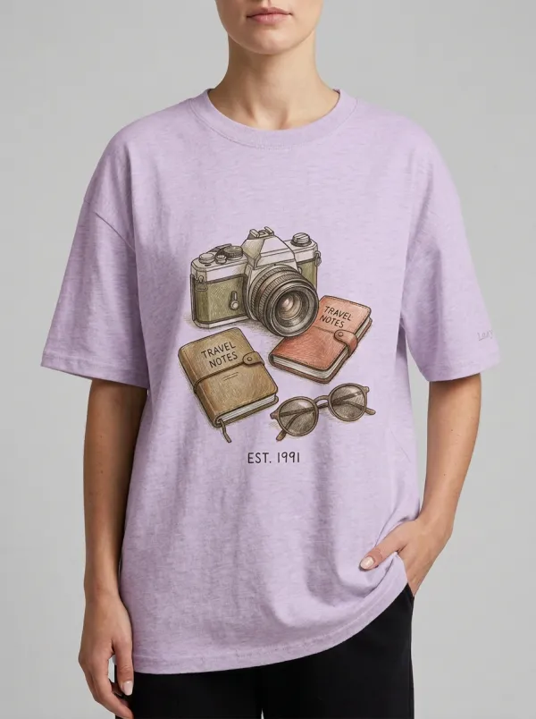 Women's Unisex Travel Camera Notebooks Graphic T-Shirt