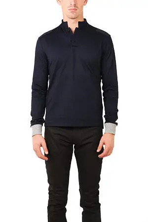 Long Sleeve Pique Cotton Polo Shirt