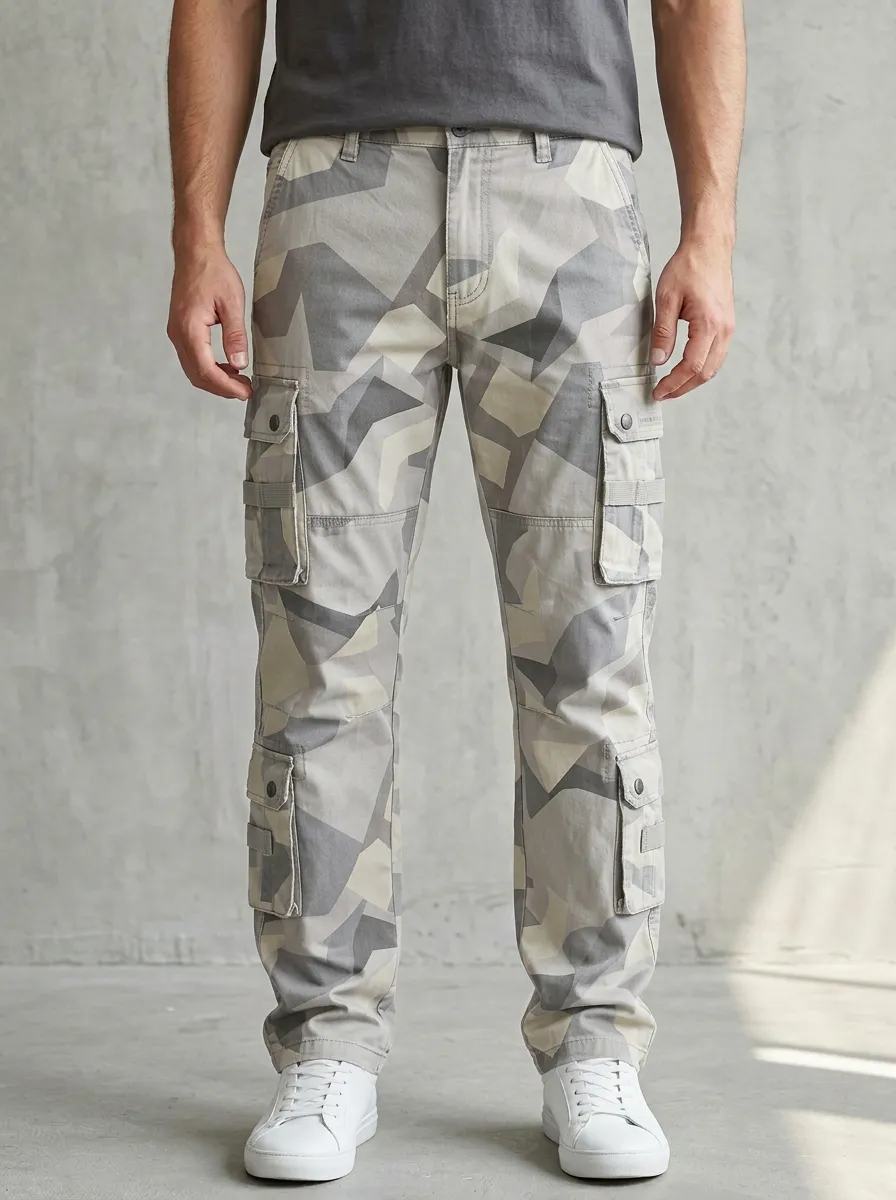 Men's Geometric Camo Knee Panel Cargo Pants