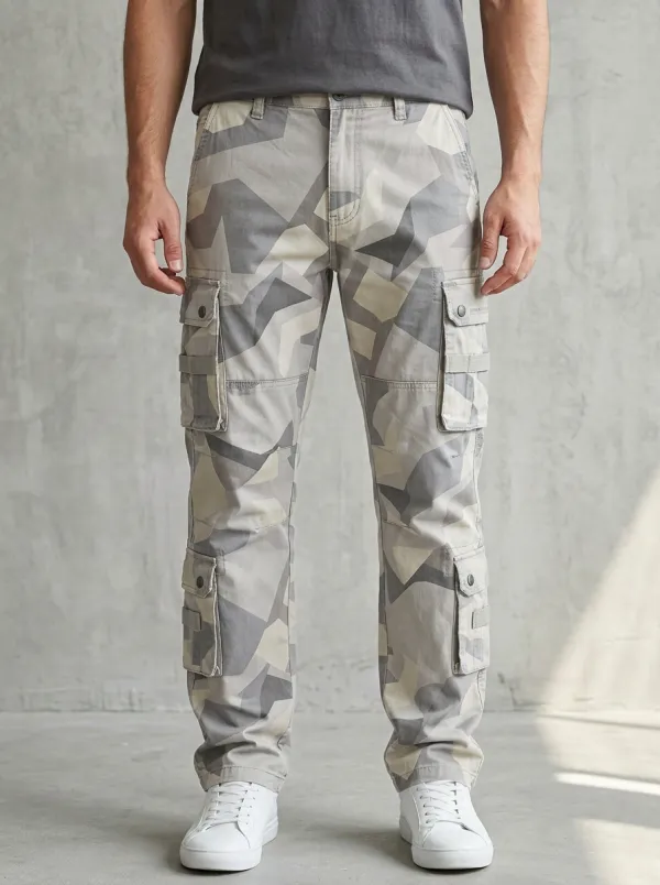 Men's Geometric Camo Knee Panel Cargo Pants